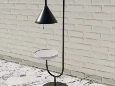 Lamp with bedside table Low-poly 3D model