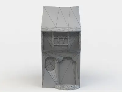 House stone with wooden door Low-poly 3D model