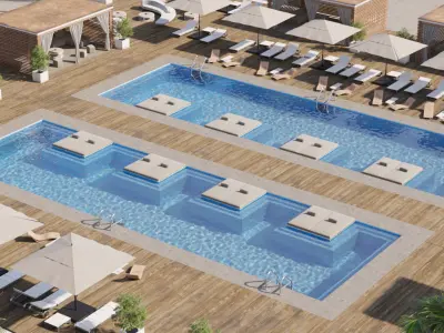 Corona - C4D Scene files - Miami Holiday Resort 3D model