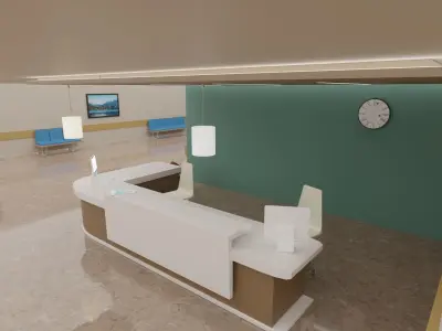 Hospital Interior Corridor Low-poly 3D model