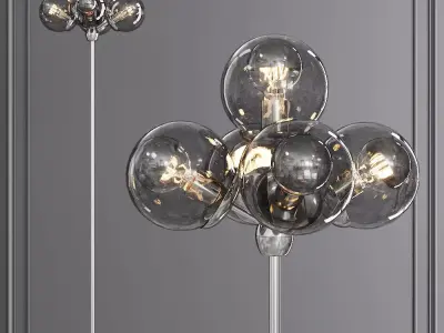 Modo Floor Lamp 5 Globes Polished Nickel and Gray Glass 3D model