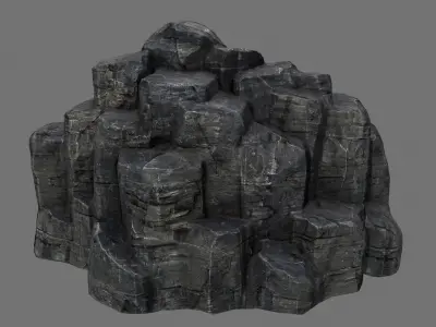 Rocks rock formation in middle of city Low-poly 3D model