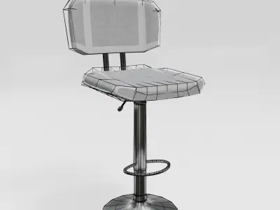 club bar stool - white fabric Low-poly 3D model