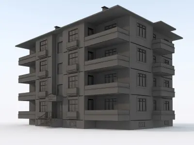 Apartmen02 apartment building Low-poly 3D model