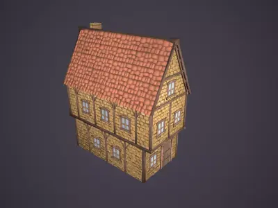 Medieval house Low-poly 3D model 46