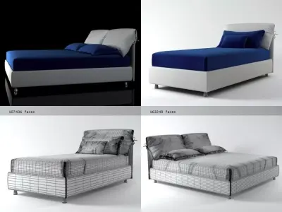Nathalie four different beds with bedding 3D model