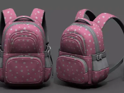 Backpack Color 3d bag baggage pockets  Low-poly 3D model