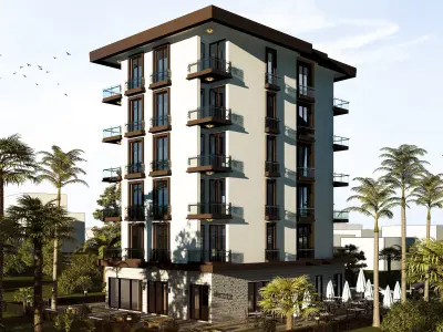 BAR-MONTENEGRO-2020 hotel building at night 3D model