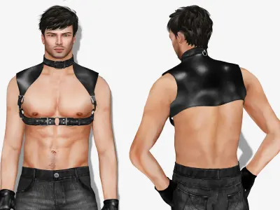 Mens Harness Collar Low-poly 3D model