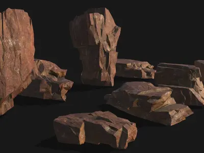 desert rocks - 3D Models PBR Pack 09 Low-poly 3D model