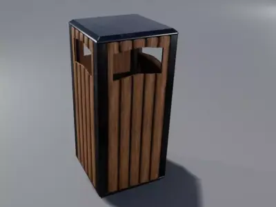 Square Trashcan Low-poly 3D model