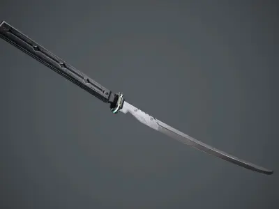 Sci-Fi katana sword PBR Low-poly 3D model