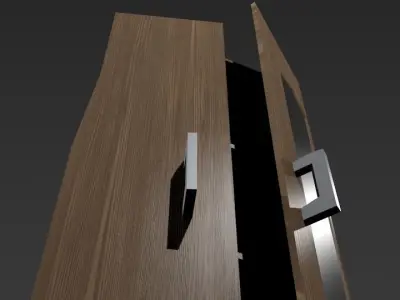cupboard low poly wooden door 3D model