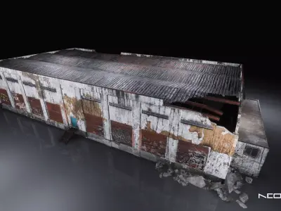 Destroyed Warehouse Low-poly 3D model