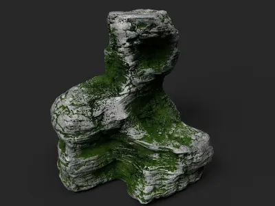 Mossy Cliff Rock 23-7 Low-poly 3D model