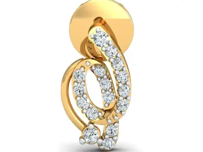 Yellow gold diamond earring-P3 PSER-23 3D print model