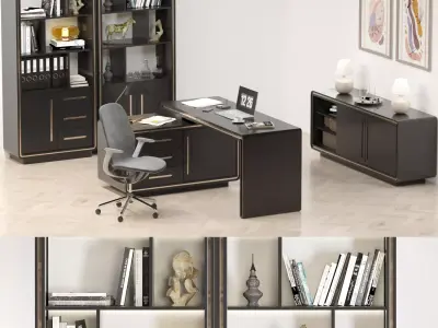 homary Desk with File Cabinet Low-poly 3D model