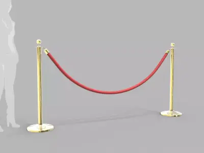 Red Velvet Stanchion Rope 3D model