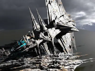 Sci-Fi Dark Egyptian Scepter Tower Ruin 3D model