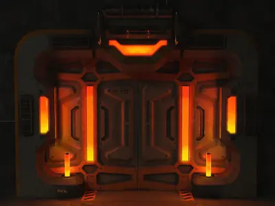 Sci-Fi Door v2 Low-poly 3D model