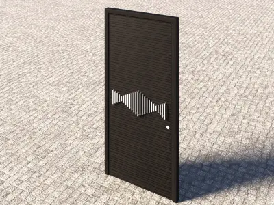 Wooden Door Soundwave Pattern Free 3D model