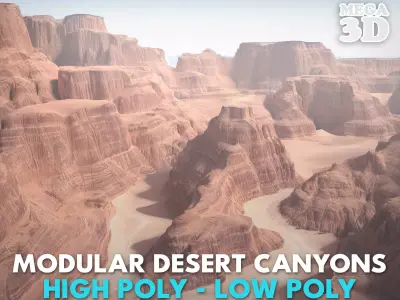 8 Modular Desert Canyons - 241103 Low-poly 3D model