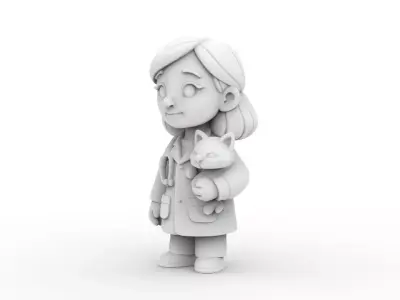 Cartoon Veterinarian 3D Printable 3D print model