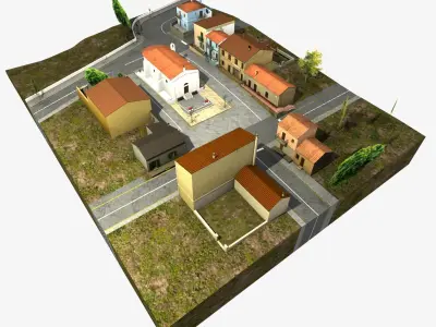 Santa Lucia Square - Italian Small Village Scene 3D model