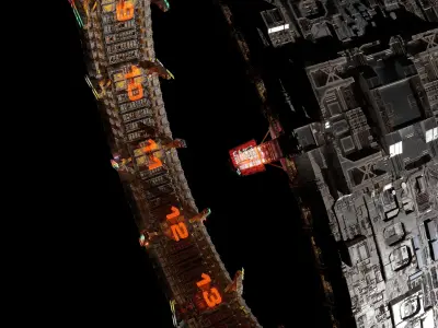 Giga Freight Orbital Space Station - C4D Octane 3D model