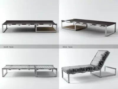Air four different chaise lounge chairs 3D model