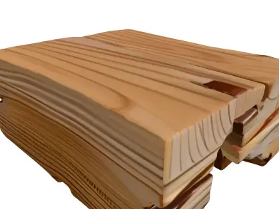Rustic Wooden Pallet Boards Stack Low-poly 3D model