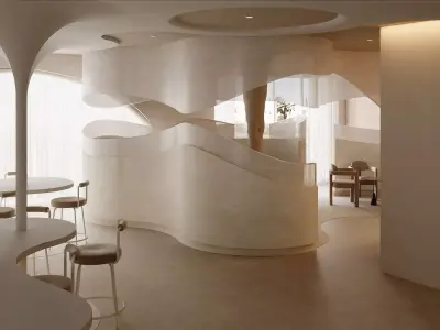 Minimalist Creamy Lobby and Reception 3D model