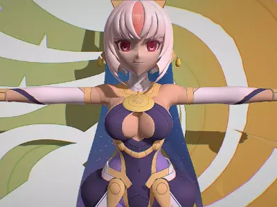 Luxia - Cyber Djinn - Gunvolt Record Cychronicle -  Anime Girl Low-poly 3D model
