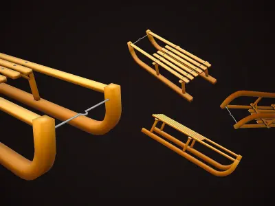 SLED CARTOON STYLIZED Low-poly 3D model