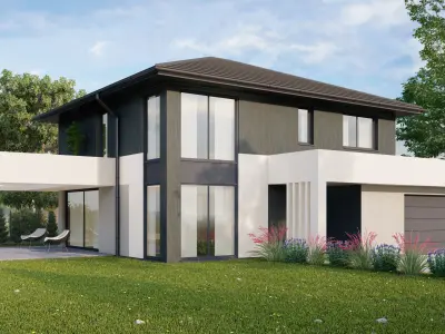 Lumion 12 Two-Story Modern House Full Scene Low-poly 3D model