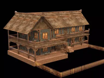 Historical Medieval Building Low Poly Model Low-poly 3D model