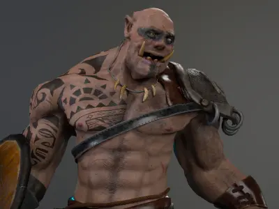 Orc fantasy Game ready Character Low-poly 3D model