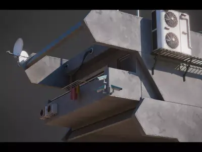 Dystopian Cyberpunk Building 6 Low-poly 3D model