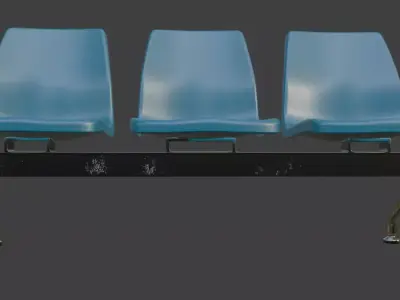 Modern Waiting Room Bench 3D Model 3D model