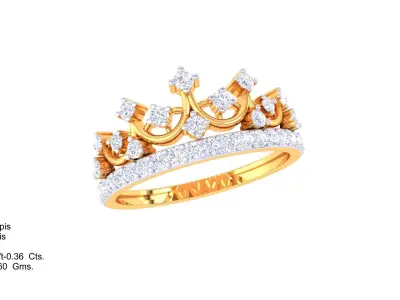  Women Crown Ring MTL 3dm STL OBJ FBX Details 3D print model buy