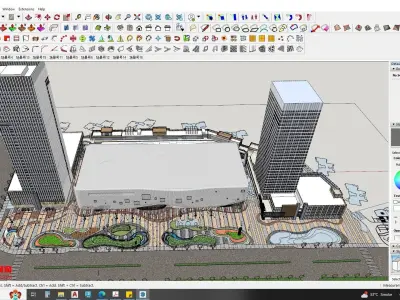 Hotel Building along with Shopping mall Sketchup model 3D model