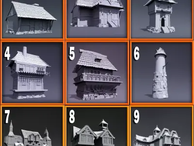 Ultimate medieval style houses Base Model 3D model