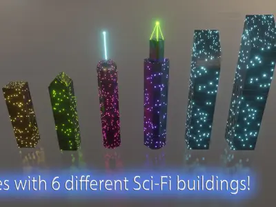 Sci-Fi city pack Low-poly 3D model