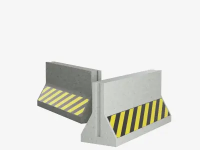 Concrete Barrier  Low-poly 3D model 8