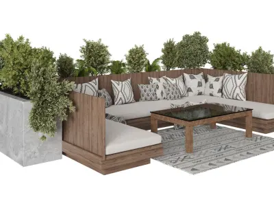 Backyard and Landscape Furniture Dining Zone Set 3D model