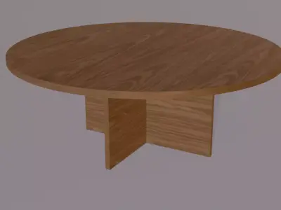 Round wooden table 3D model