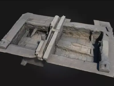 Excavation Site Blueprint Archaeological Layout Model 3D model