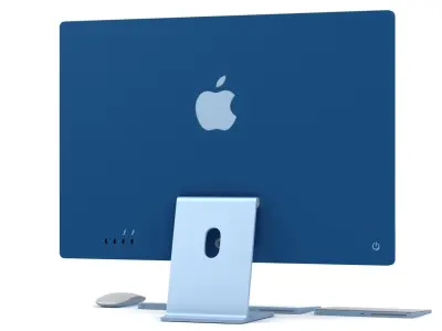 Apple iMac 24 inch 2021 Blue Low-poly 3D model