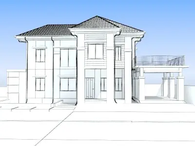 House with roof and balcony 3D model