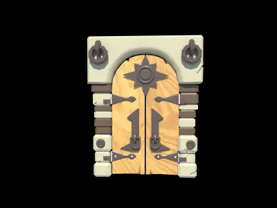  wooden door Low-poly 3D model